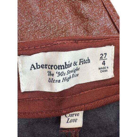 Abercrombie & Fitch The ‘90s Straight Ultra High Rise Vegan Leather Pants size 4 - Picture 7 of 15